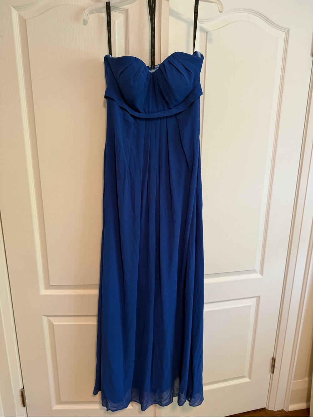 Bill Levkoff Strapless Royal Blue Chiffon Gown